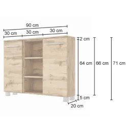 SefaBadezimmer : Spiegelschrank, Waschbeckenschrank, Säulenschrank, Ablageschrank - Eiche/Weiß