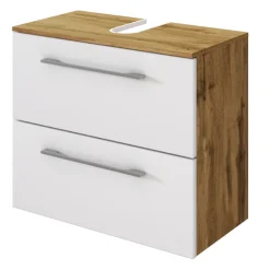 SefaBadezimmer : Spiegelschrank, Waschtischunterschrank, Regal - Eiche/Weiß