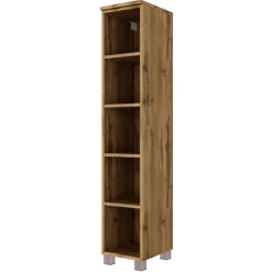 SefaBadezimmer : Spiegelschrank, Waschbeckenunterschrank, Regal, Ablageschrank - Eiche/Weiß