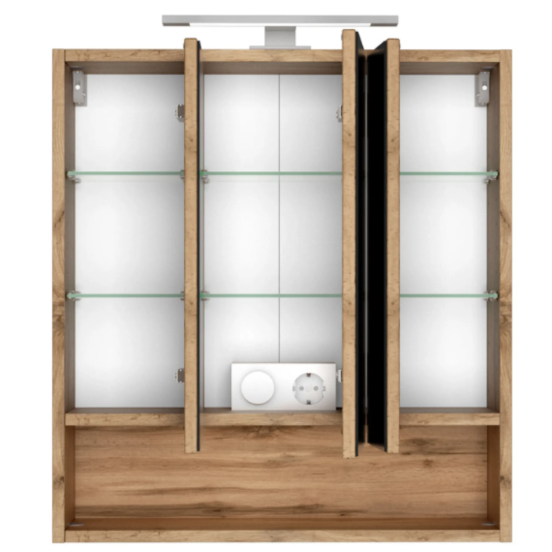 SefaBadezimmer : Spiegelschrank, Waschtischschrank, Säulenschrank - Eiche/Weiß