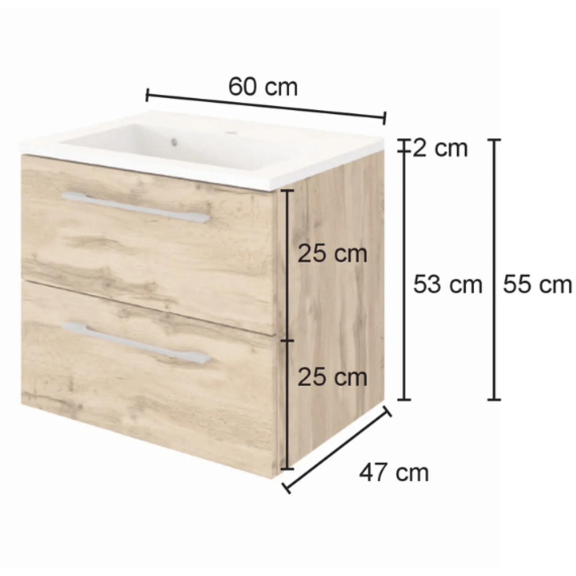 SefaBadezimmer : Spiegelschrank, Waschtischschrank, Säulenschrank - Eiche/Weiß