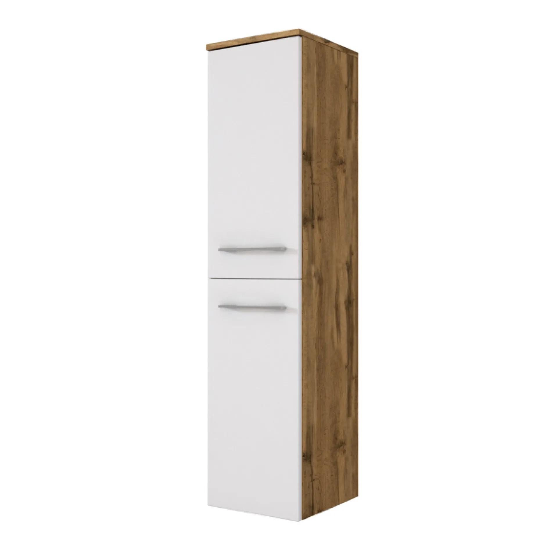 SefaBadezimmer : Spiegelschrank, Waschtischschrank, Säulenschrank - Eiche/Weiß