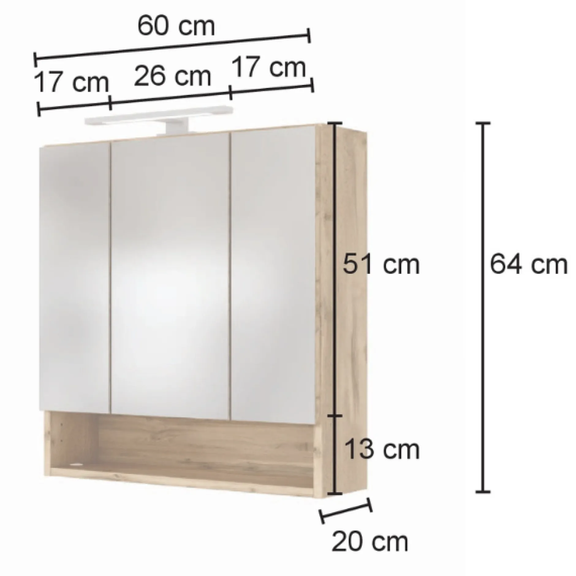 SefaBadezimmer : Spiegelschrank, Waschtischschrank, Säulenschrank - Eiche/Weiß