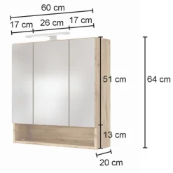 SefaBadezimmer : Spiegelschrank, Waschtischschrank, Säulenschrank, Regal - Eiche/Weiß