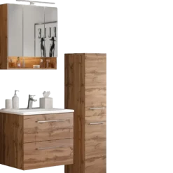 SefaBadezimmer : Spiegelschrank, Waschtischschrank, Säulenschrank - Eiche