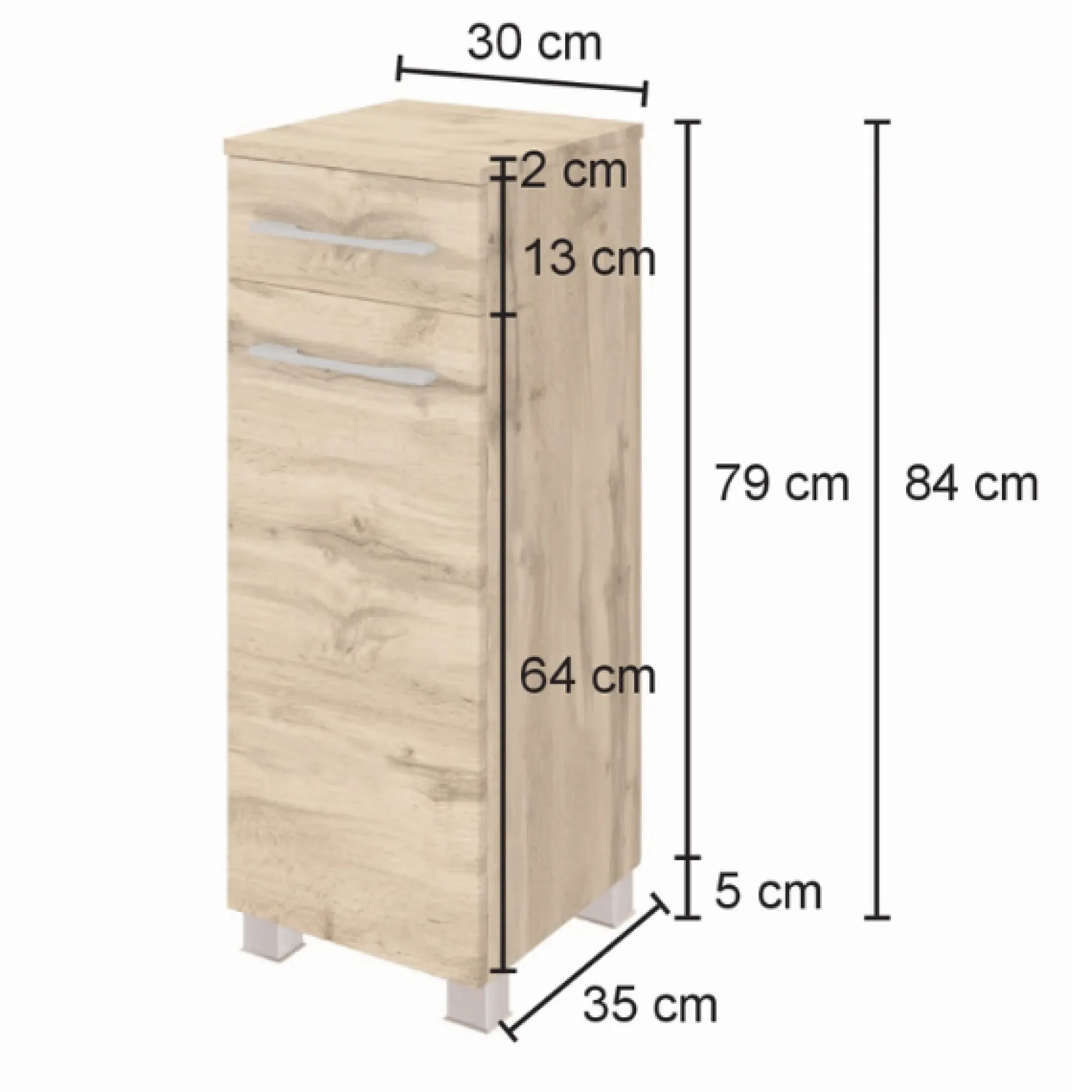 SefaBadezimmer : Wandschrank, Spiegelschrank, Waschtischunterschrank - Eiche