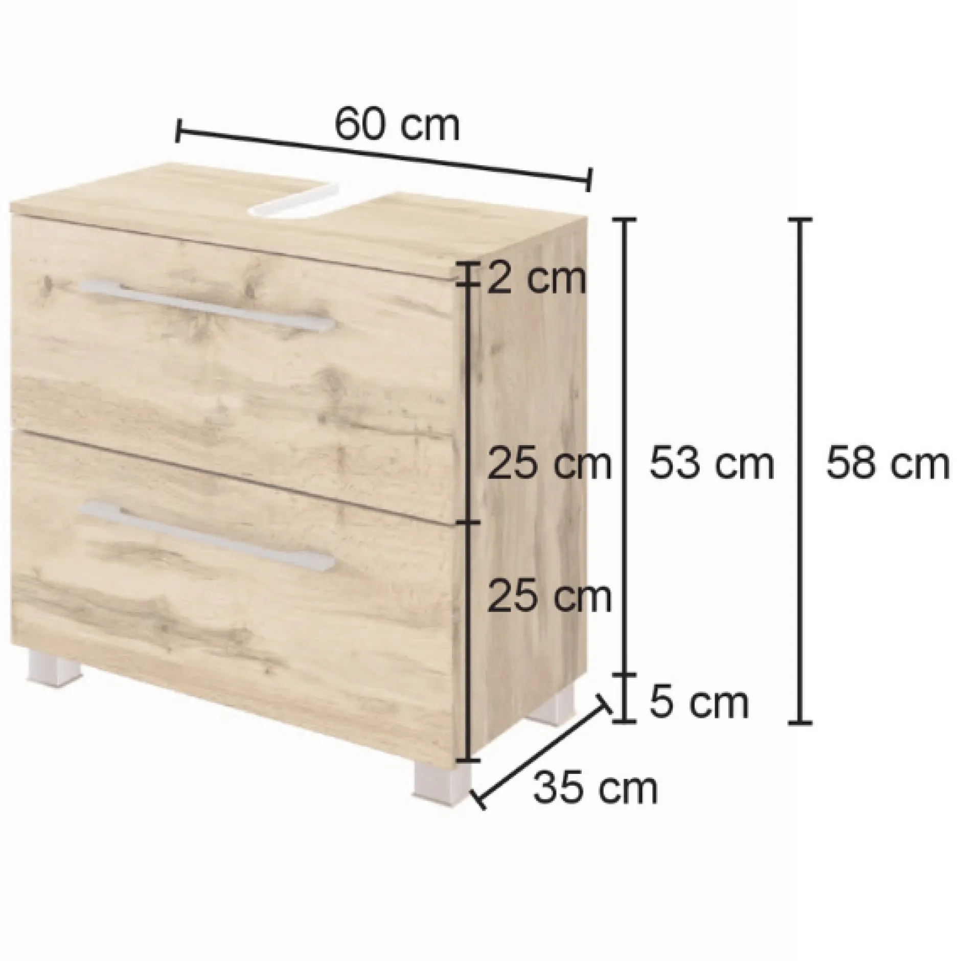SefaBadezimmer : Wandschrank, Spiegelschrank, Waschtischunterschrank - Eiche
