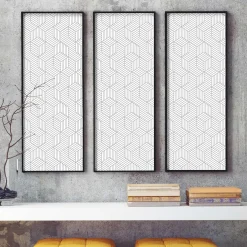 Selbstklebende Tapete Striped Hexagon - weiß/grau
