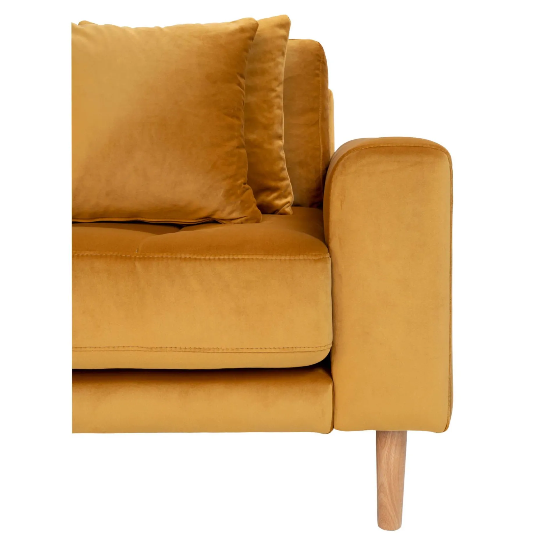 Senfgelbes Lido Lounge Sofa mit vier Kissen