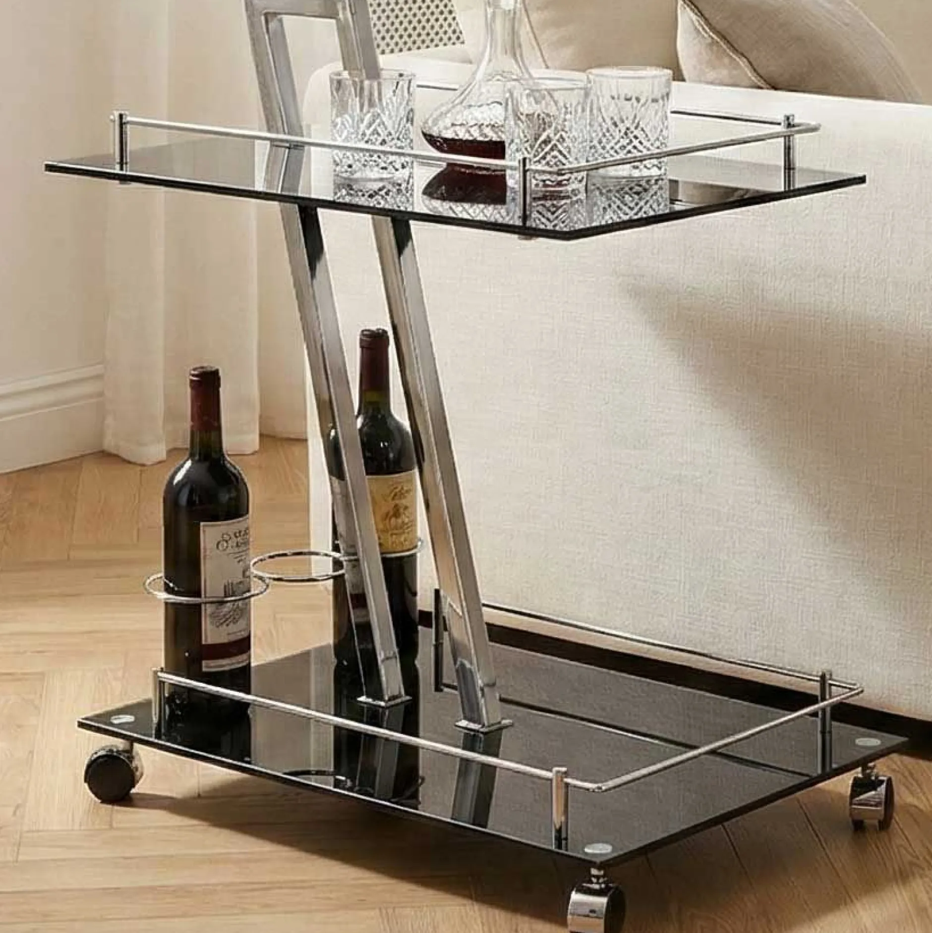 Servierwagen Sam - 60x40x72 cm - Sicherheitsglas/schwarz