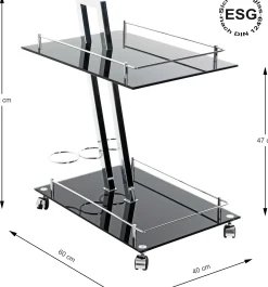 Servierwagen Sam - 60x40x72 cm - Sicherheitsglas/schwarz