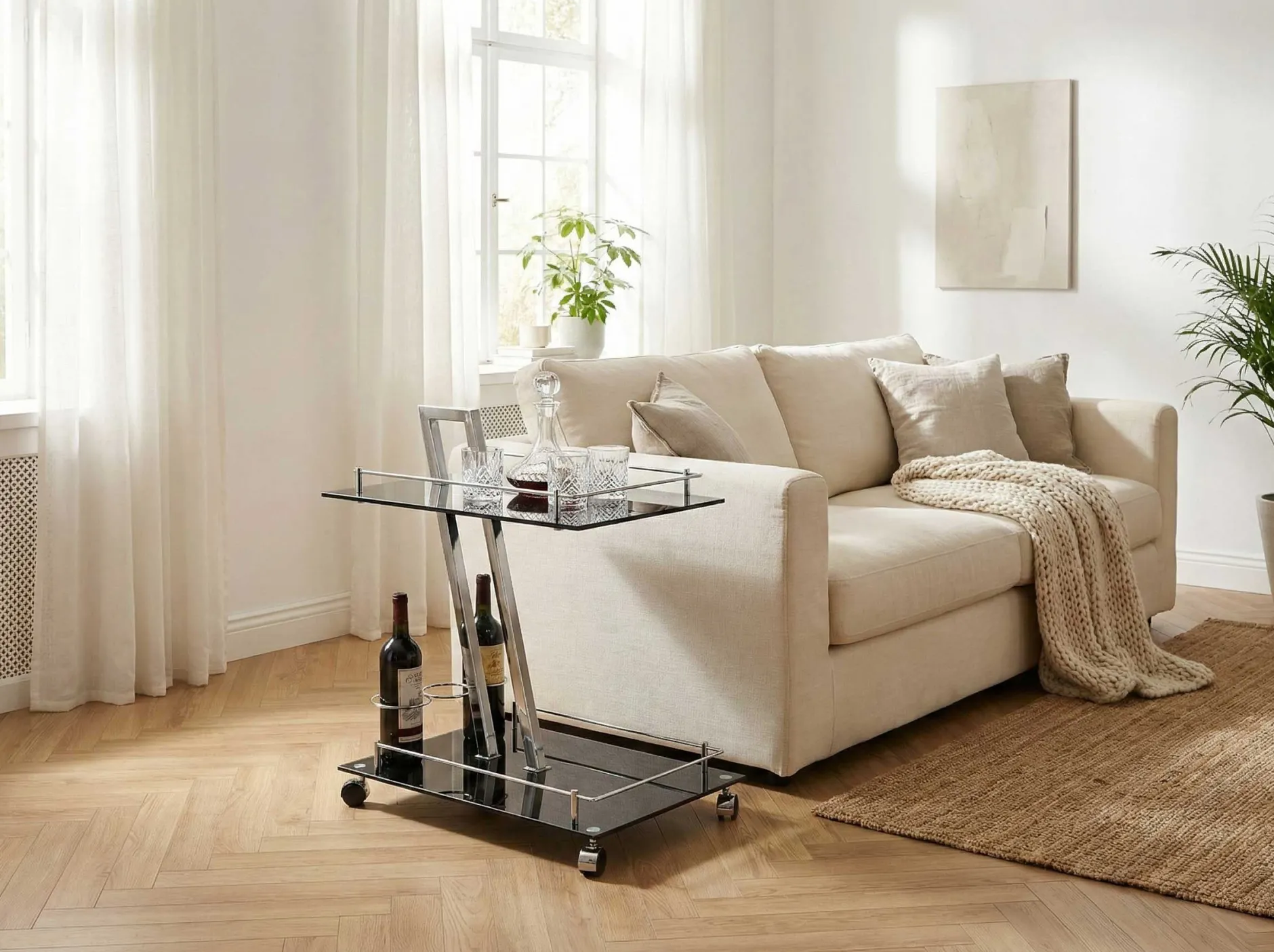 Servierwagen Sam - 60x40x72 cm - Sicherheitsglas/schwarz