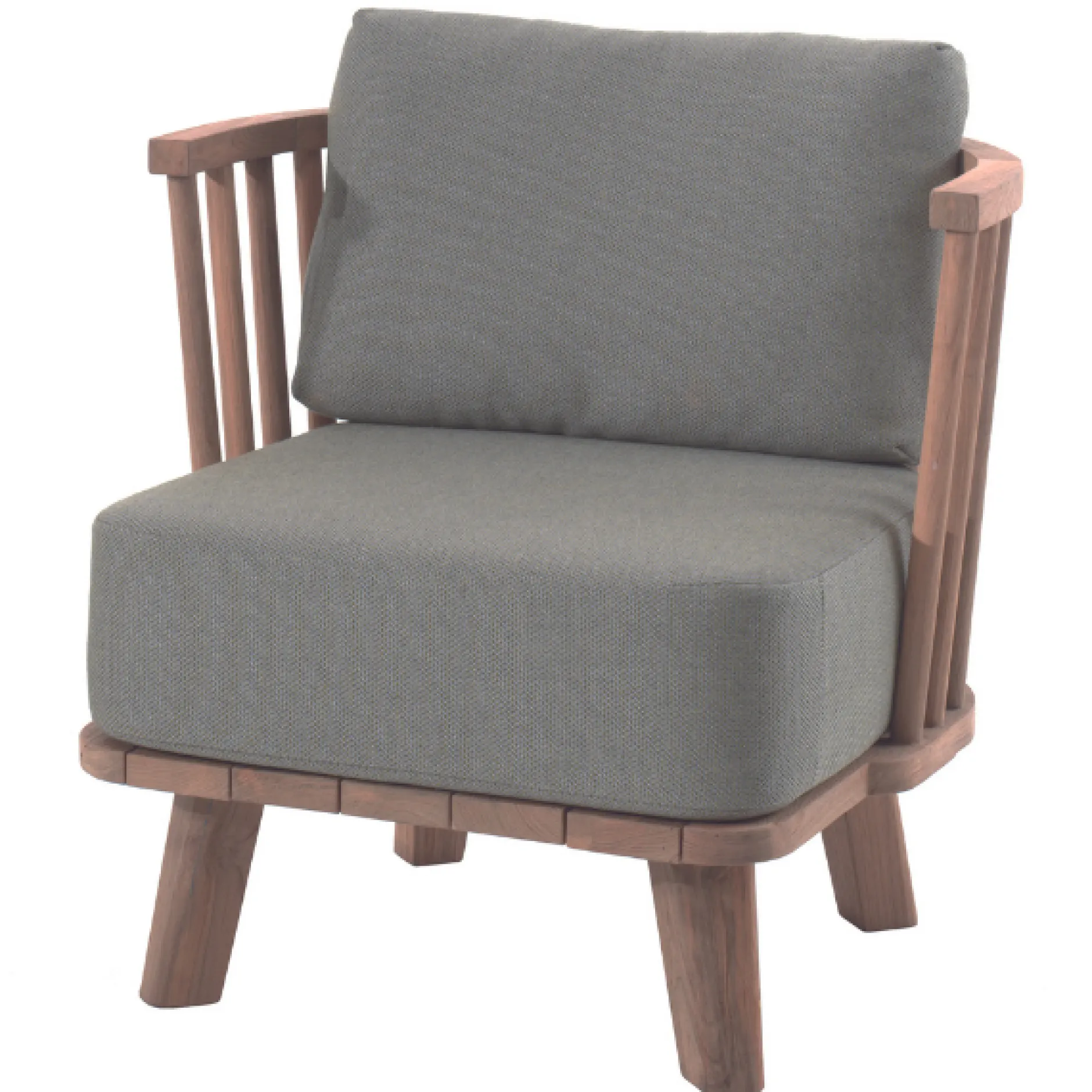 Sessel Fez Outdoor - Teakholz mit grünem Sunbrella-Kissen - 81x75x75 cm
