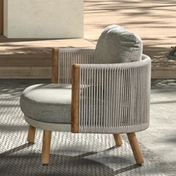 Sessel für den Außenbereich Mendoza - gescova - 83x80x90 cm - beige/Teak