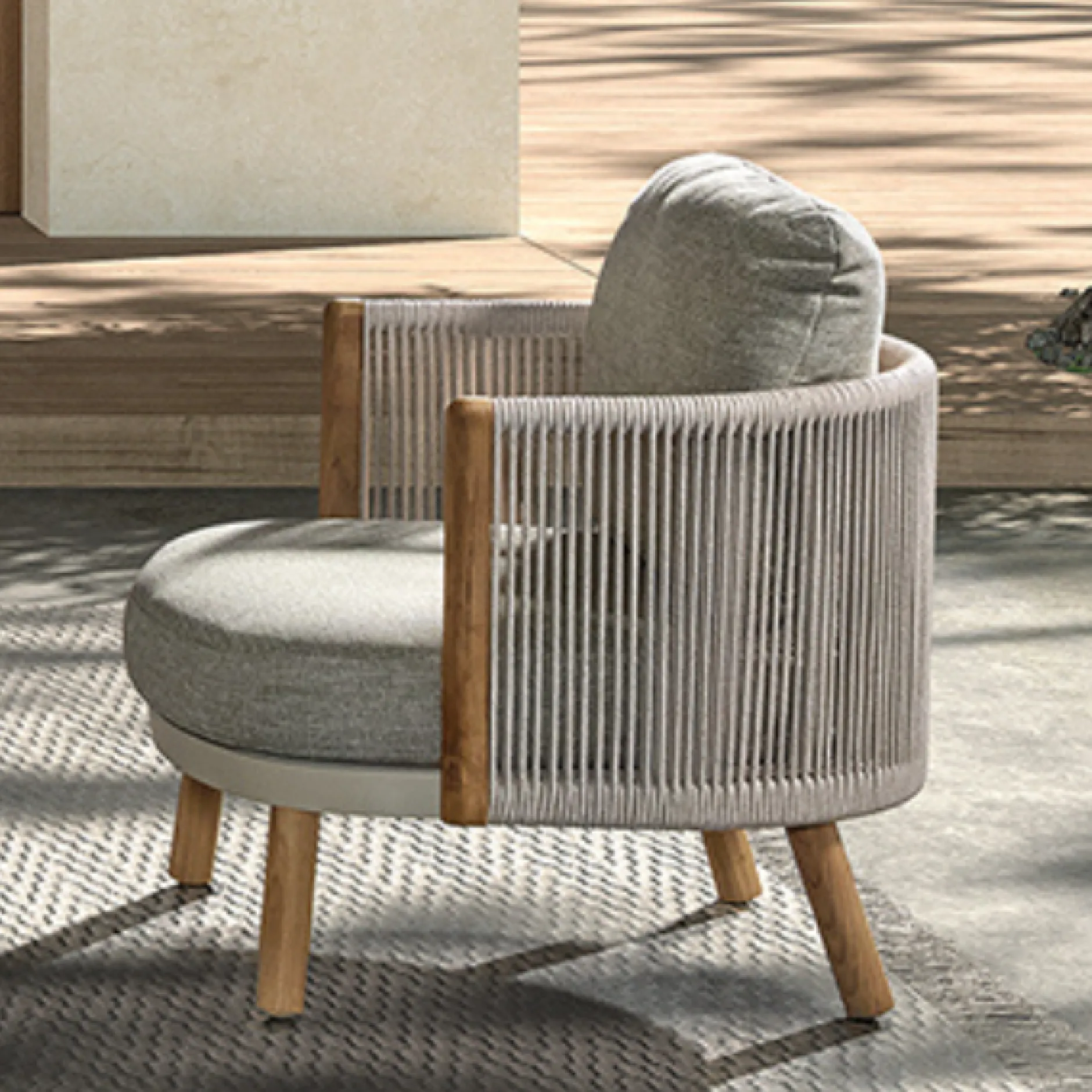 Sessel für den Außenbereich Mendoza - gescova - 83x80x90 cm - beige/Teak