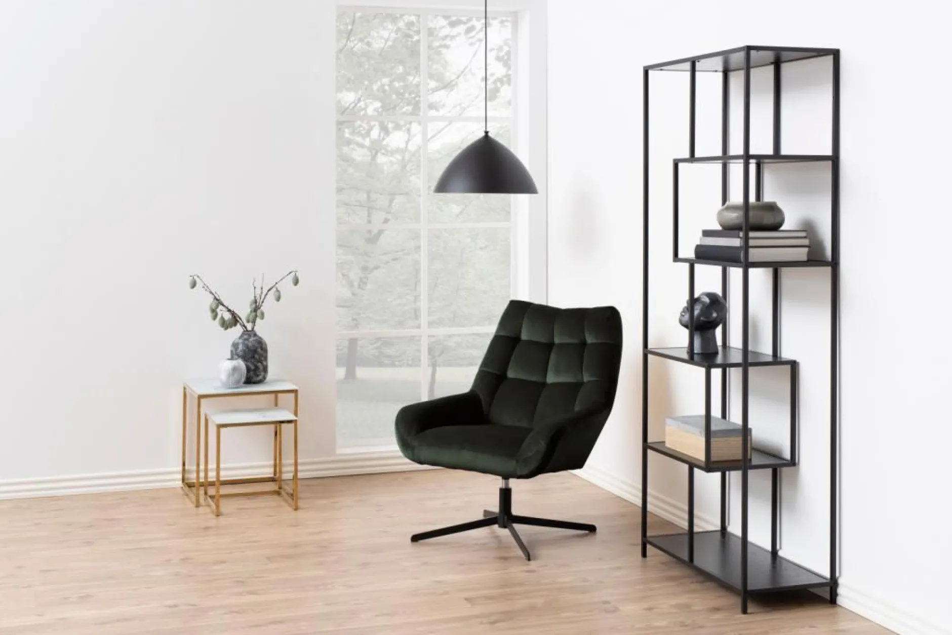 Sessel Paris - 73x82x88 cm - drehbar - dunkelgrüner Samt