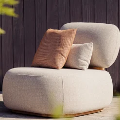Sessel Ruby für den Außenbereich von Gescova - Teakholz und Beige - 90x95x80 cm
