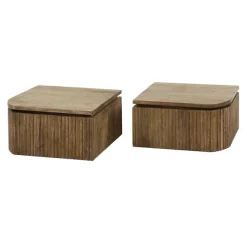 Set aus 2 Nachttischen Welle Mangoholz
