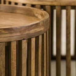 Set aus 2 runden Couchtischen Goma mit Ablage - Mangoholz