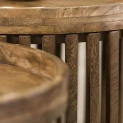 Set aus 2 runden Couchtischen Goma mit Ablage - Mangoholz