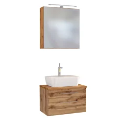 Set aus Waschbecken und Spiegelschrank Dasa 60cm - Eiche wotan