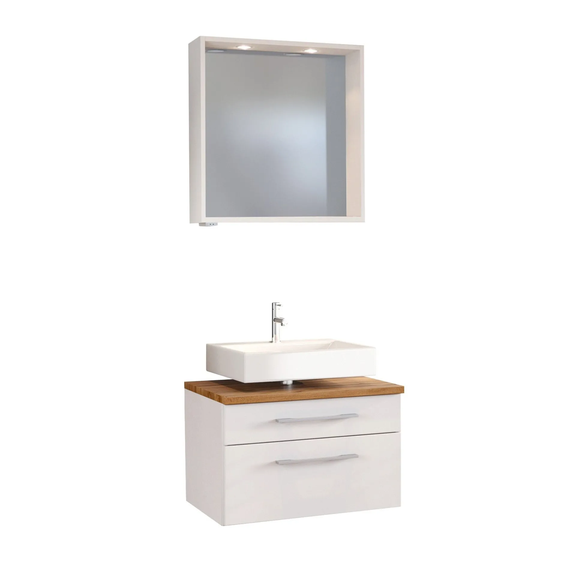 Set aus Waschtischunterschrank und Spiegel Dasa 60cm - weiß