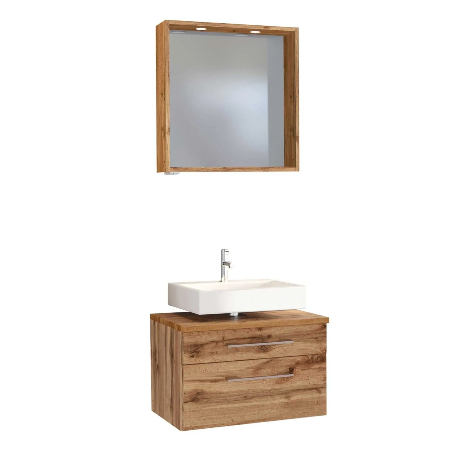 Set aus Waschtischunterschrank und Spiegel Dasa 60cm - Eiche wotan