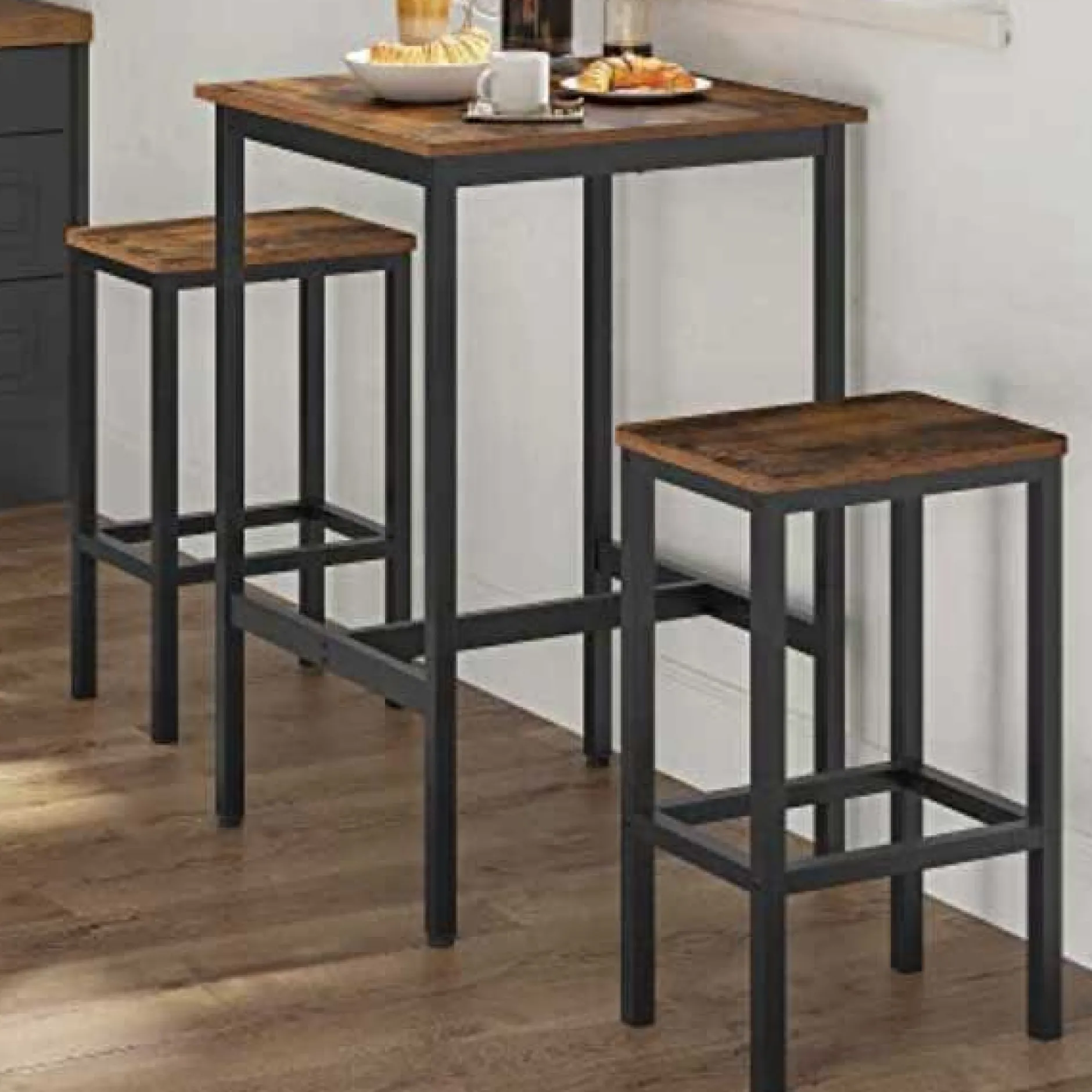 Set aus zwei Barhockern Isolde - braun/schwarz