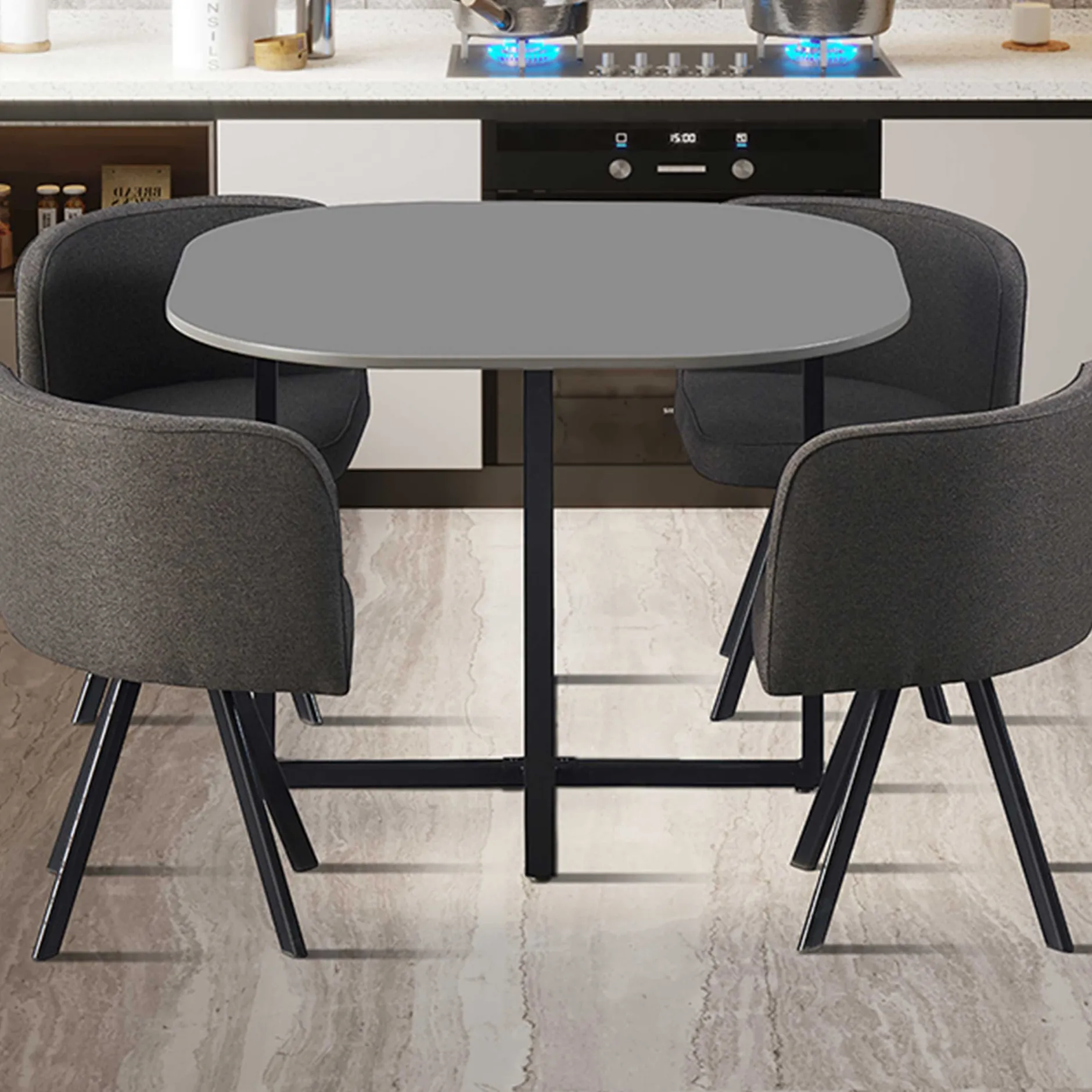 Set Tisch und Stühle Eva | 100 x 100 x 75 cm | Grau