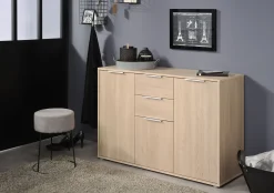 Sideboard Axel 120cm 3 Türen 2 Schubladen - Eiche