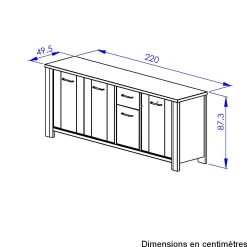 Sideboard Basalte | 220 x 50 x 88 cm | Viking Oak Design