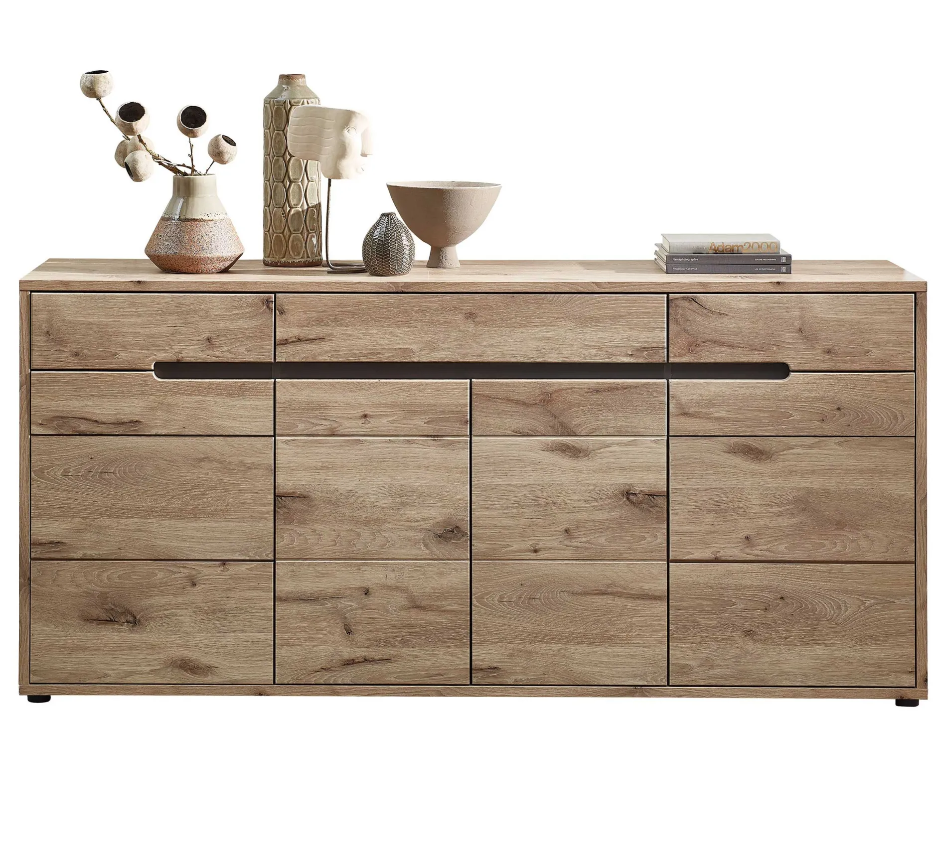 Sideboard Bellini 185cm 3 Schubladen und 3 Türen - Eiche/anthrazit
