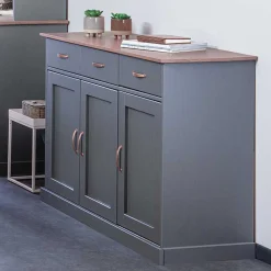 Sideboard Cerci 131cm mit 3 Türen und 3 Schubladen - grau