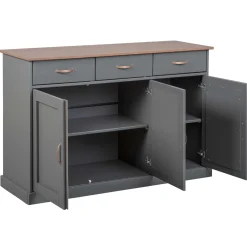 Sideboard Cerci 131cm mit 3 Türen und 3 Schubladen - grau