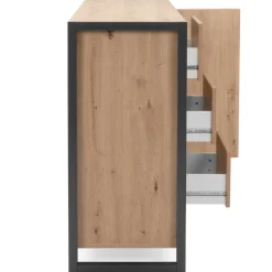 Sideboard Damon 120cm mit 2 Türen und 3 Schubladen - Eiche Dekor/anthrazit