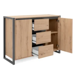 Sideboard Damon 120cm mit 2 Türen und 3 Schubladen - Eiche Dekor/anthrazit