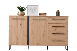 Sideboard Hoggas 159cm 4 Türen und 2 Einlegeböden - Eiche