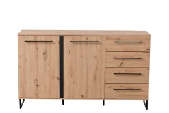 Sideboard Hoggas 159cm 4 Türen und 2 Einlegeböden - Eiche