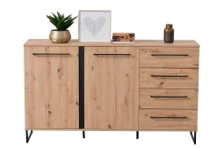 Sideboard Hoggas 159cm 4 Türen und 2 Einlegeböden - Eiche
