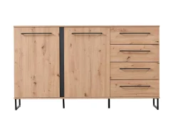 Sideboard Hoggas 159cm 4 Türen und 2 Einlegeböden - Eiche