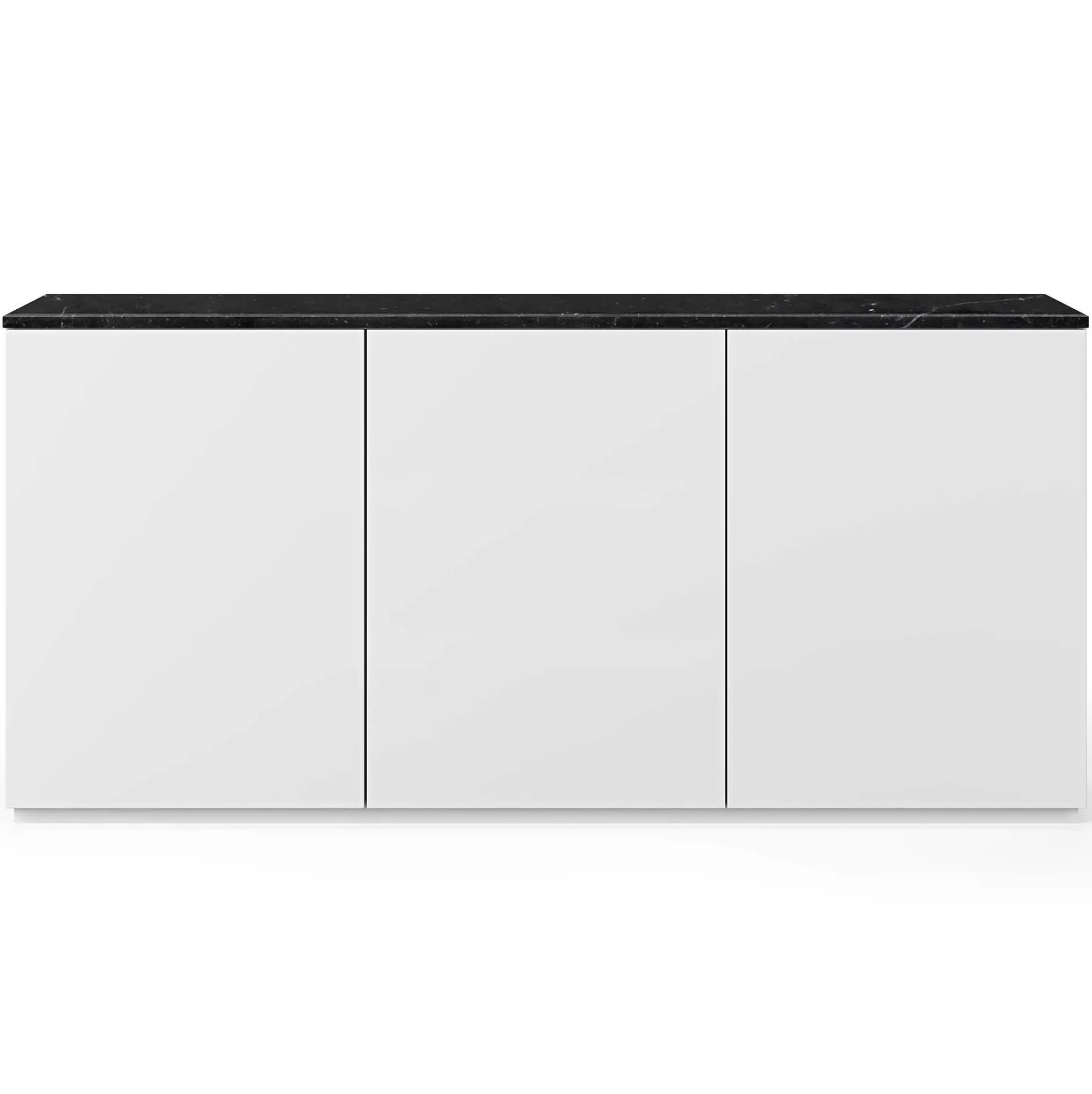 Sideboard Join 180cm hoch Modell mit 3 Türen - matt weiß/schwarzer Marmor