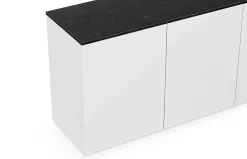 Sideboard Join 180cm hoch Modell mit 3 Türen - matt weiß/schwarzer Marmor