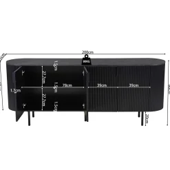 Sideboard Lagos | 200 x 45 x 80 cm | Dunkelbraun