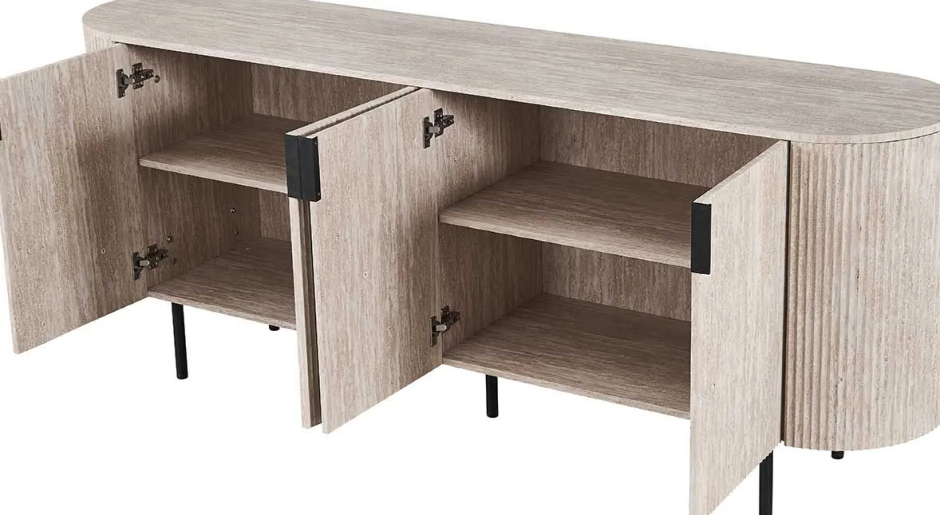 Sideboard Lagos - 200x45x80cm - 4 Türen - Travertin