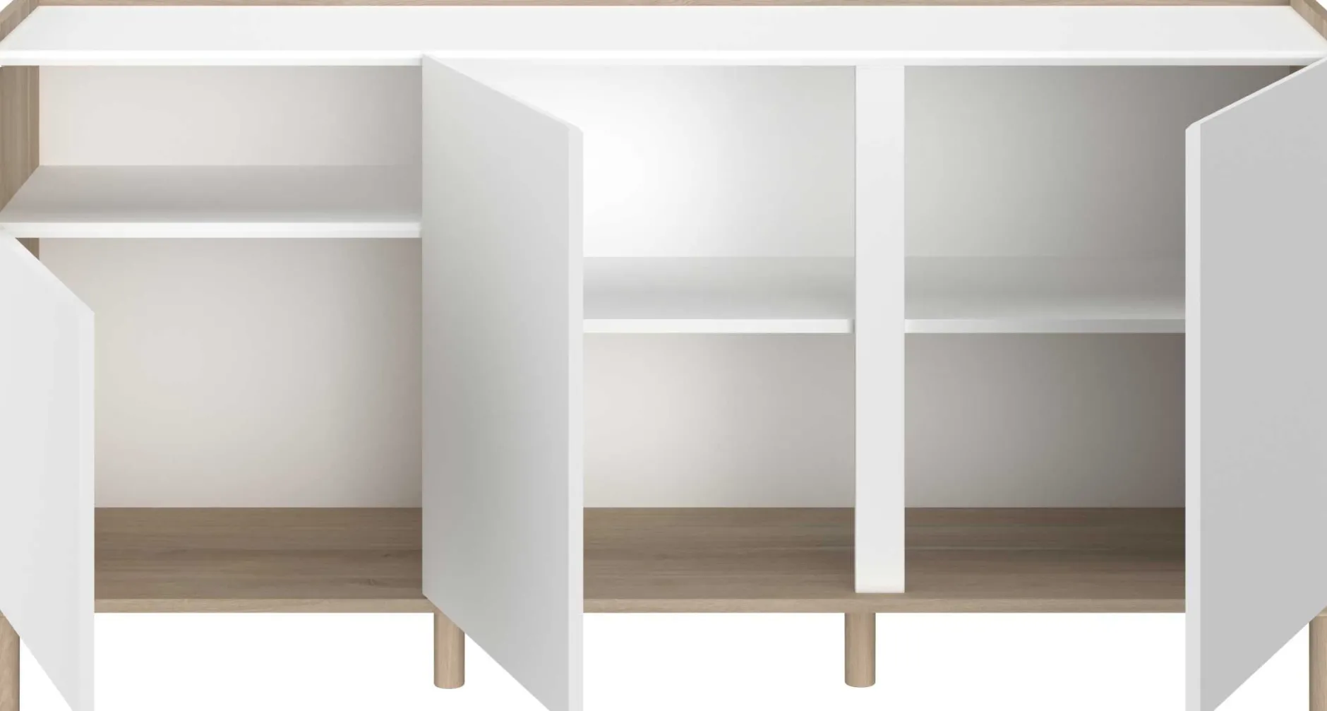Sideboard Morpheus - 150x40x75cm - 3 Türen - Eiche Dekor/Weiß