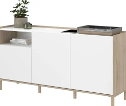 Sideboard Morpheus - 150x40x75cm - 3 Türen - Eiche Dekor/Weiß