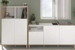 Sideboard Morpheus - 150x40x75cm - 3 Türen - Eiche Dekor/Weiß
