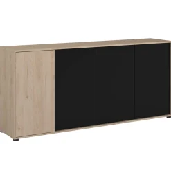 Sideboard Owen - 184x40x83cm - 4 Türen - Eiche Dekor/schwarz
