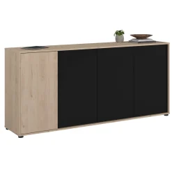 Sideboard Owen - 184x40x83cm - 4 Türen - Eiche Dekor/schwarz