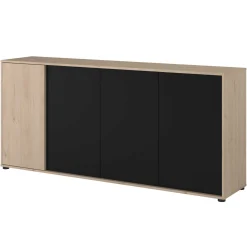 Sideboard Owen - 184x40x83cm - 4 Türen - Eiche Dekor/schwarz